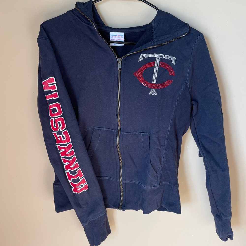 Navy Blue Rhinestone Minnesota Twins Zip Up
